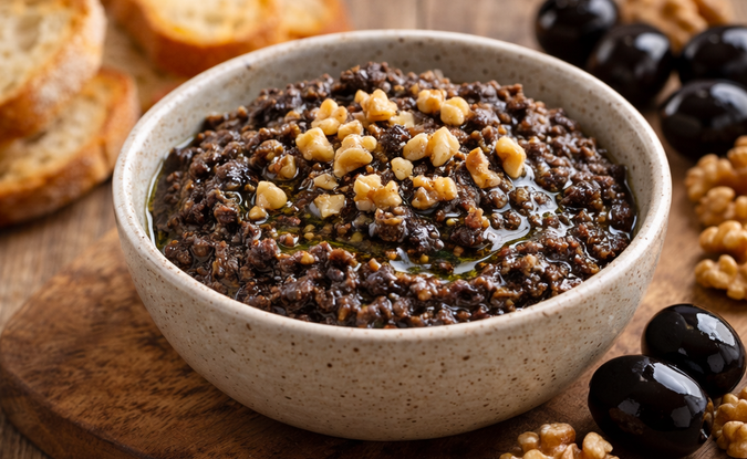 Zeytinyağlı Cevizli Zeytin Ezmesi (Tapenade Tarzı) Tarifi
