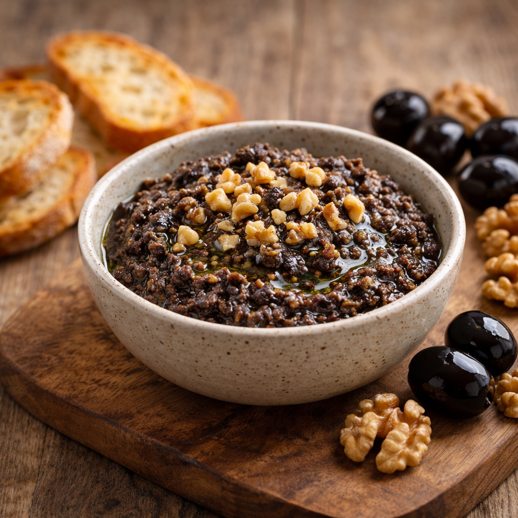 Zeytinyağlı Cevizli Zeytin Ezmesi (Tapenade Tarzı) Tarifi