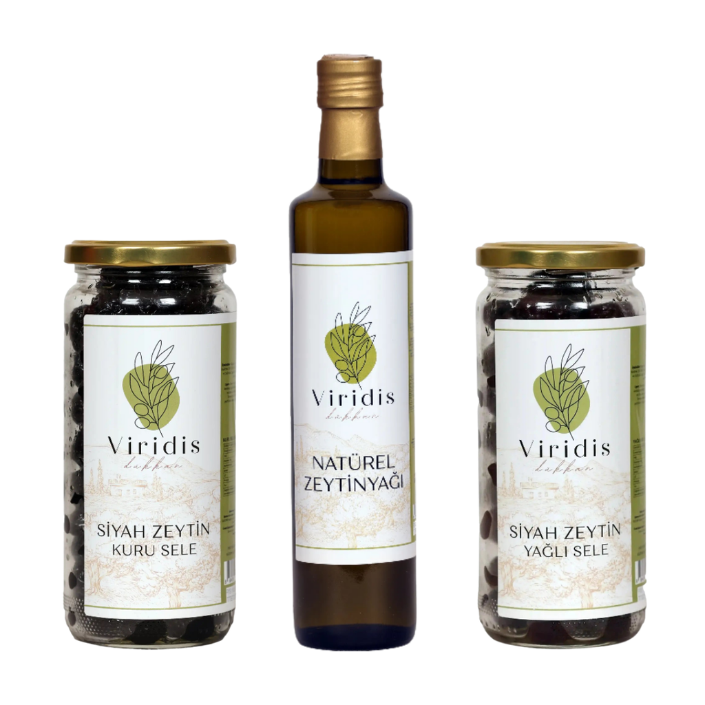 🫒Küçük Boy Kahvaltı Paketi  - Natürel Zeytinyağı 500ml & Kuru Sele 300ml & Yağlı Sele 300ml