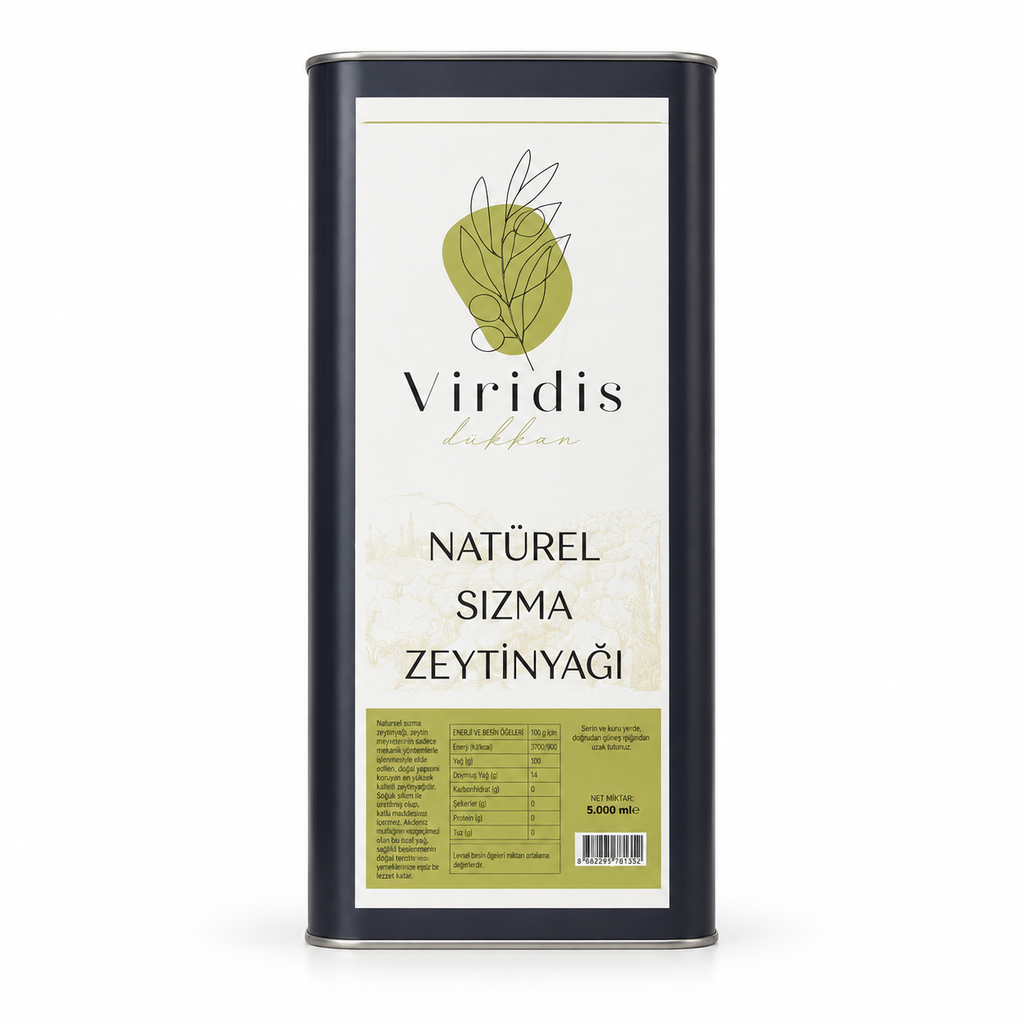 🫒 Viridis Dükkan Natürel Sızma Zeytinyağı 5 L Teneke